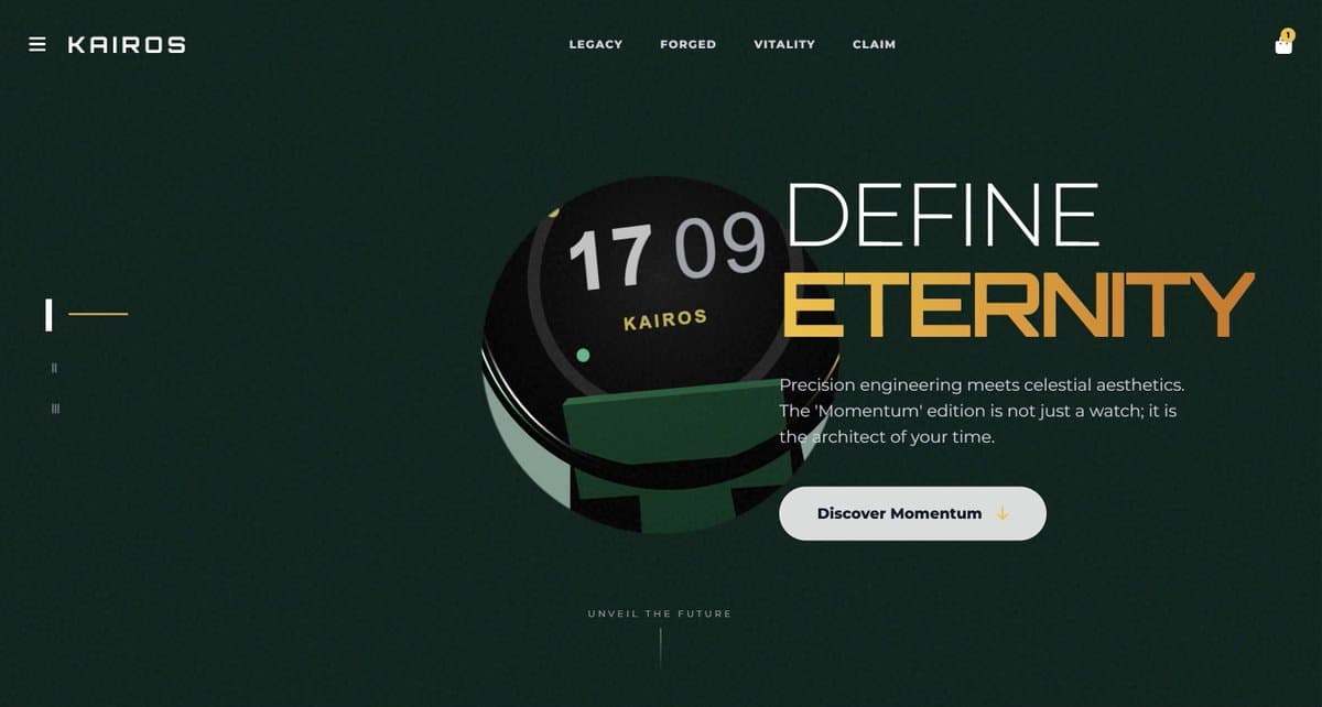 Luxury smartwatch Three.js landing page with animated sections