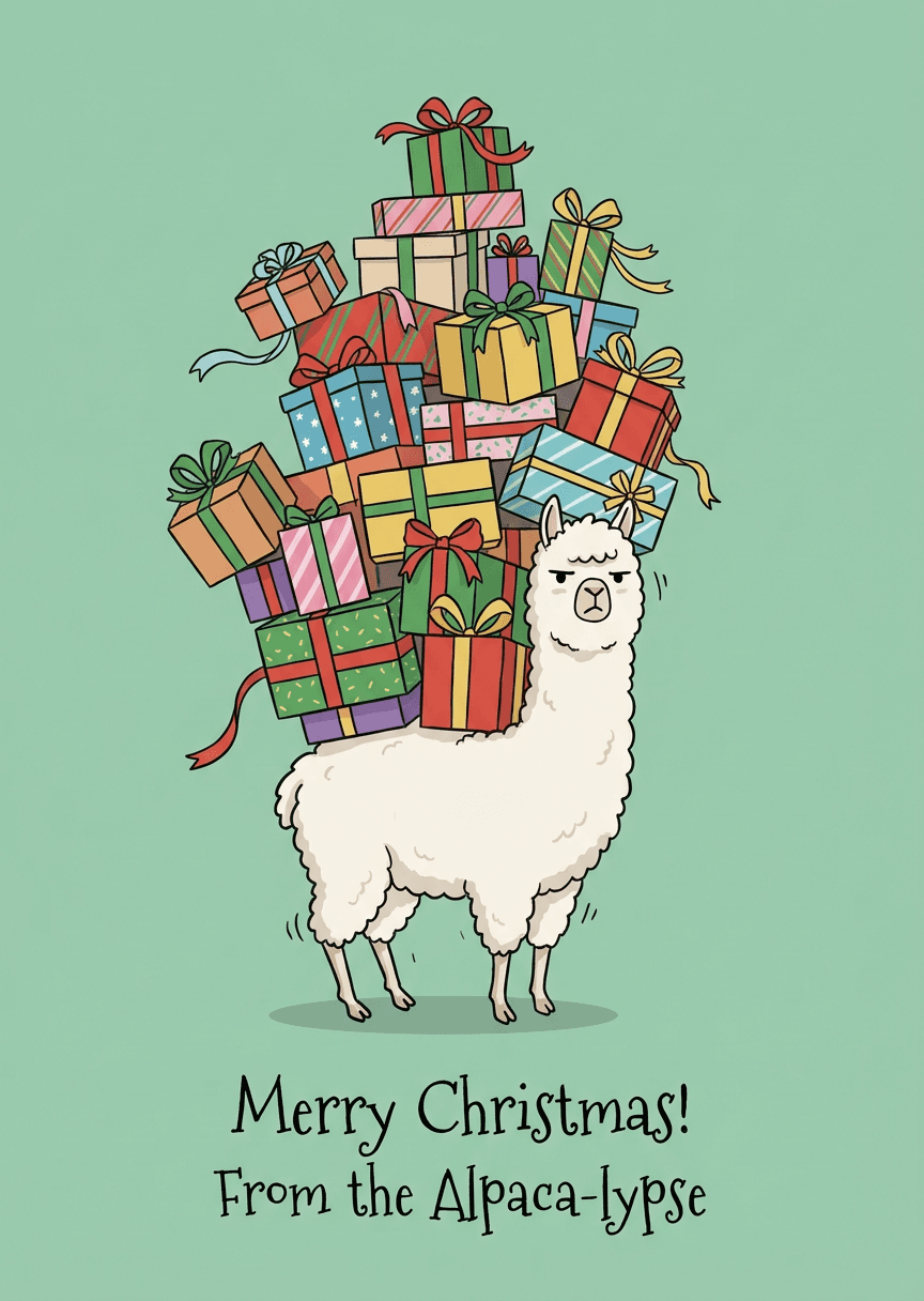 Alpaca Overloaded with Presents