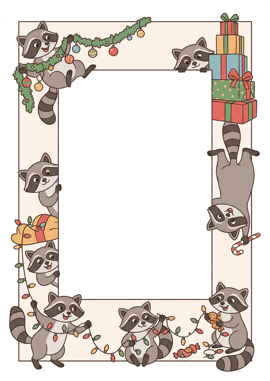 Christmas Raccoons · Sneaky Theft Frame