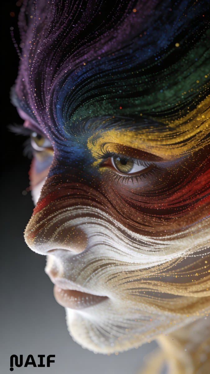 Abstract Fibonacci Particle Facial Features CGI Prompt