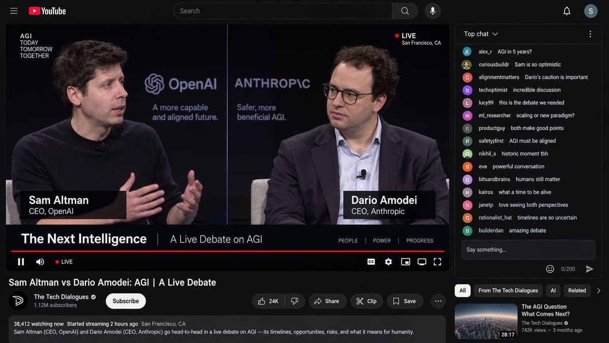 YouTube Live Debate Screenshot
