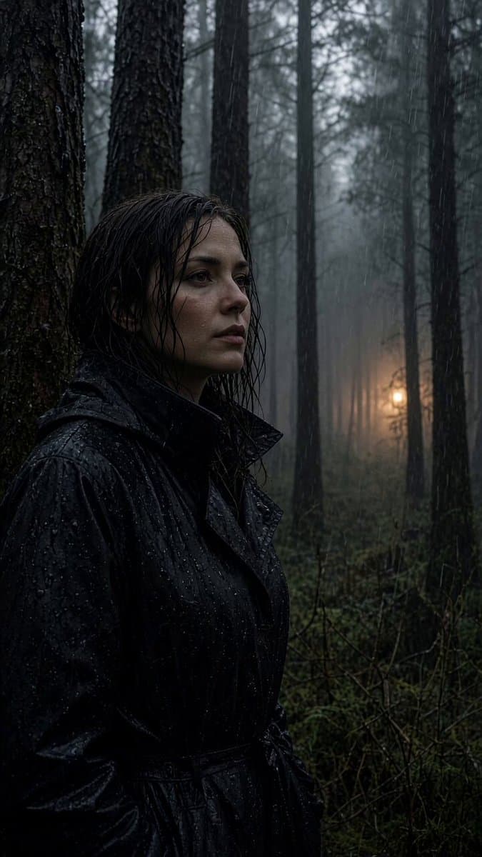 Photoreal Raincoat Woman Video Prompt