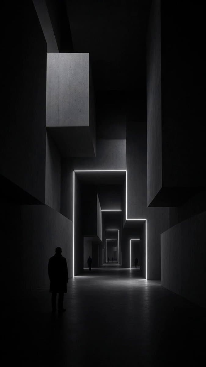 Brutalist Geometric Interior Corridor