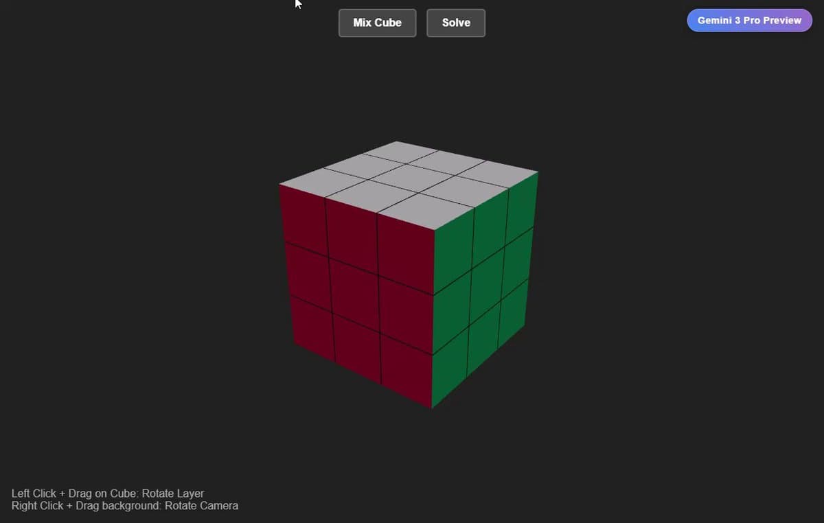 3D Rubik’s cube web app with mix and solve controls