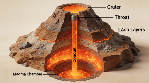 3D Cutaway Volcano Diagram