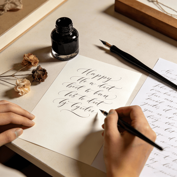 Overhead Calligraphy Crafting Shot