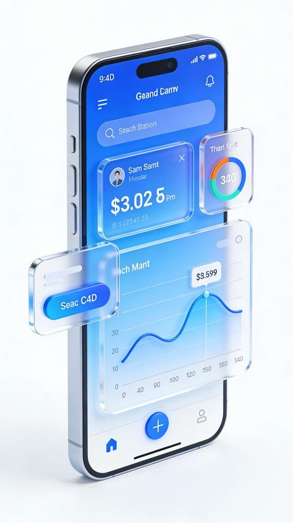 C4D-Style Finance App UI (Variant)