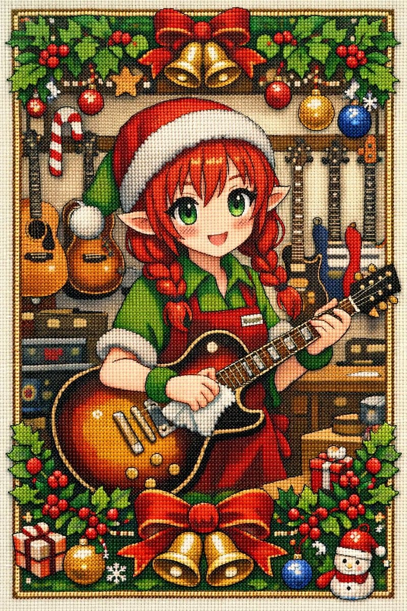 Anime Christmas Elf Cross-Stitch