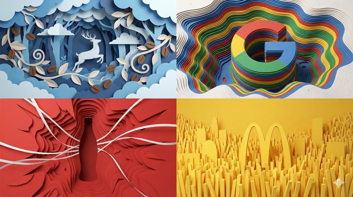 Complex Four-Quadrant Paper World Composite Prompt