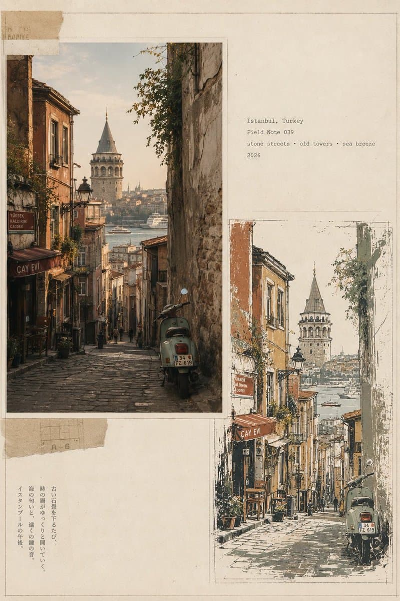 Vintage Travel Journal Editorial Collage