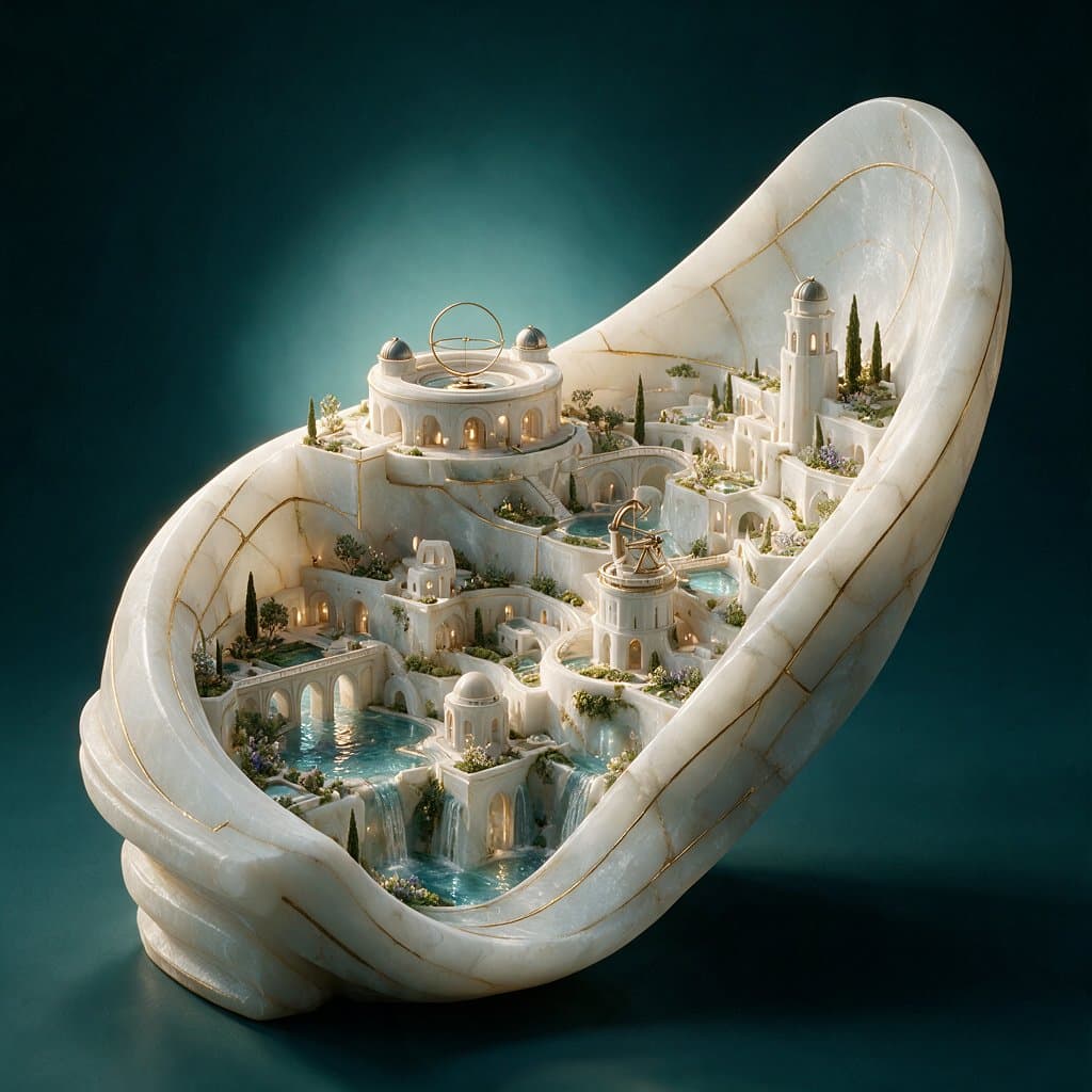 E-commerce Main Image - Alabaster Miniature City Sculpture
