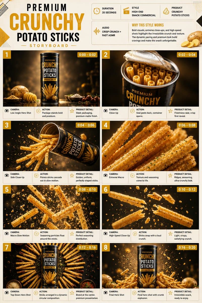 Premium Snack Commercial Storyboard