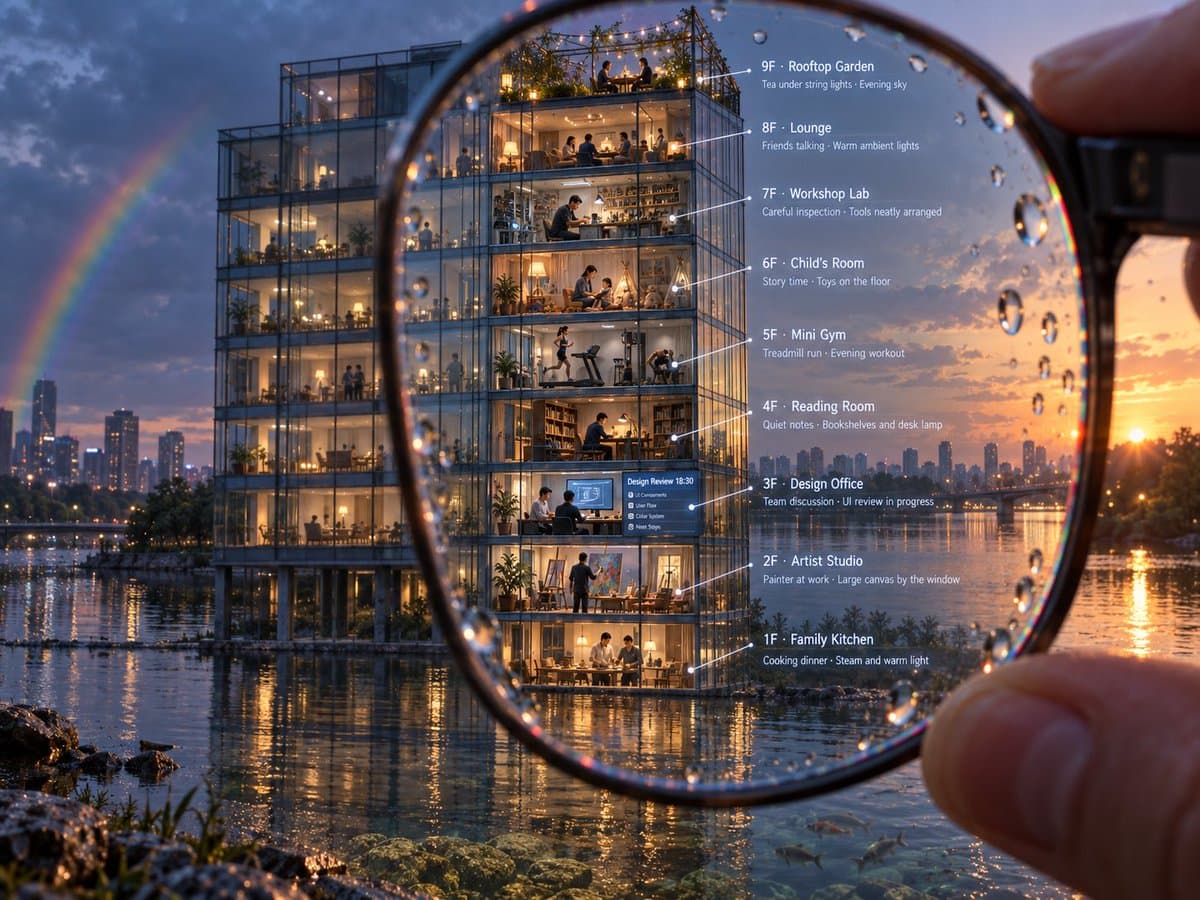 Magnified Glass Building Cutaway