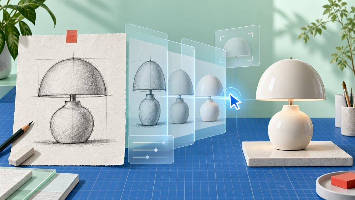 AI Product Sketch to Lamp Render