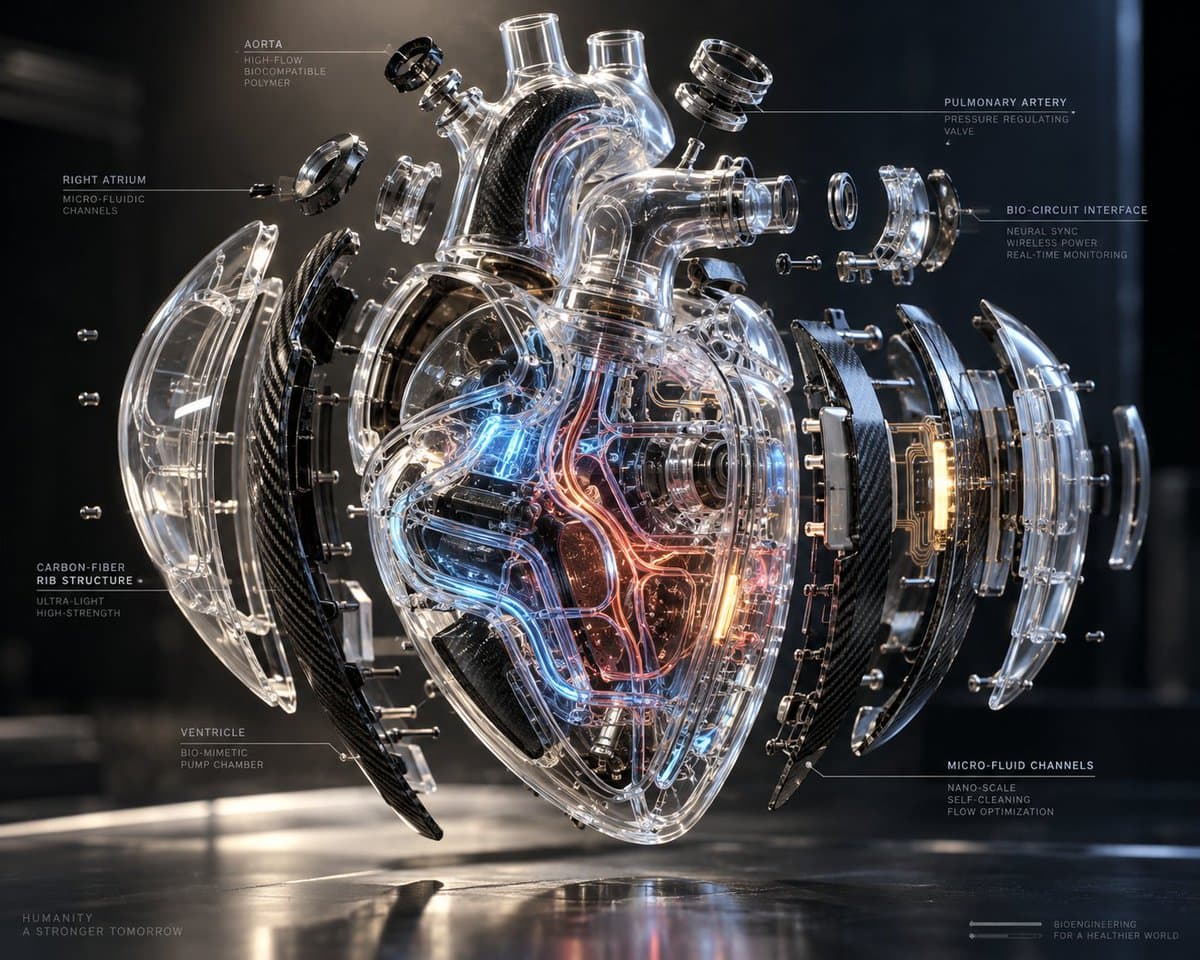 Exploded Transparent Artificial Heart