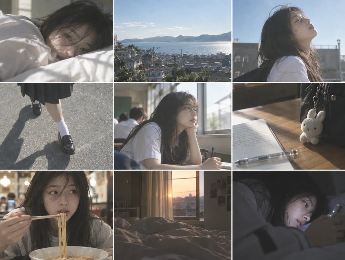 Cinematic Schoolgirl Diary Collage