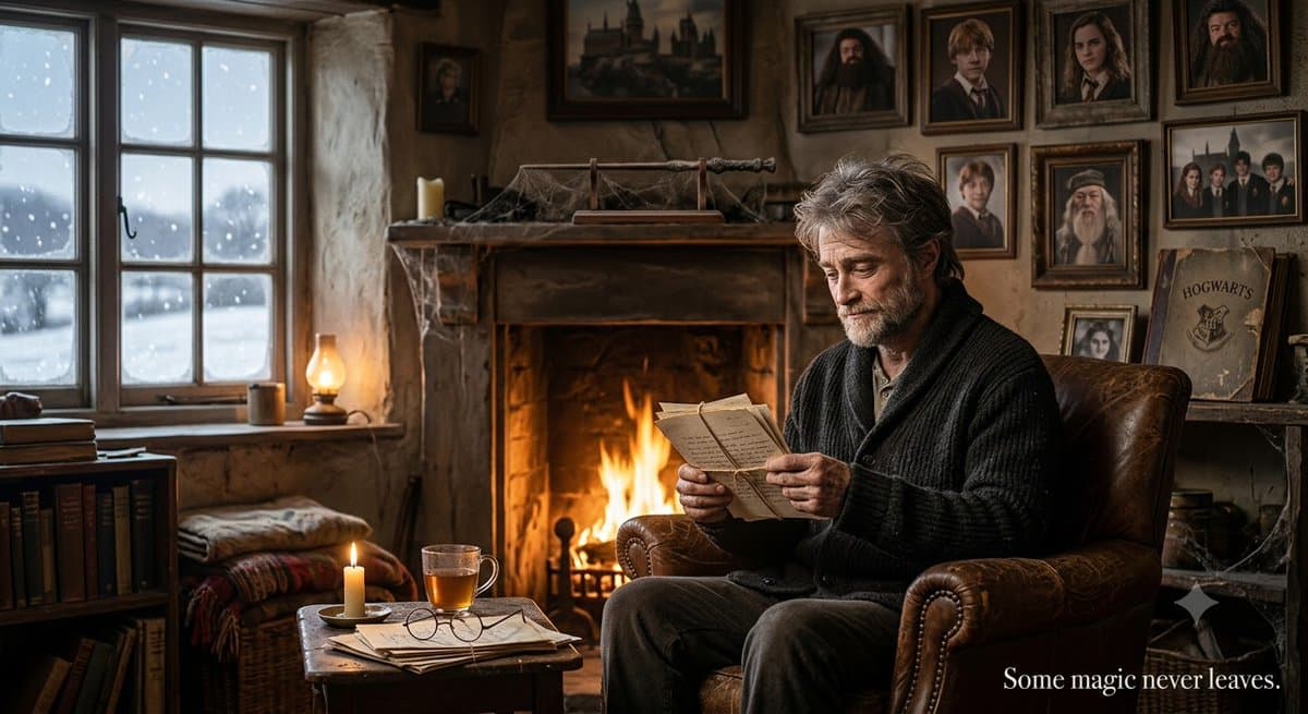 Elderly Harry Potter Winter Scene