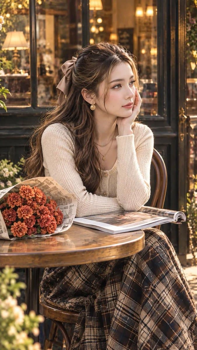 Parisian Cafe Golden Hour Portrait