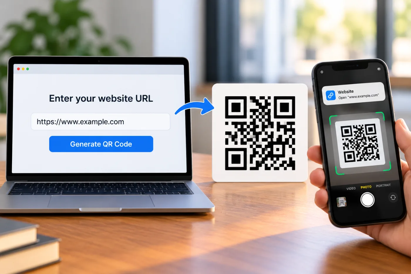 How to Create a QR Code for a Website (Free, No Sign-Up): before and after