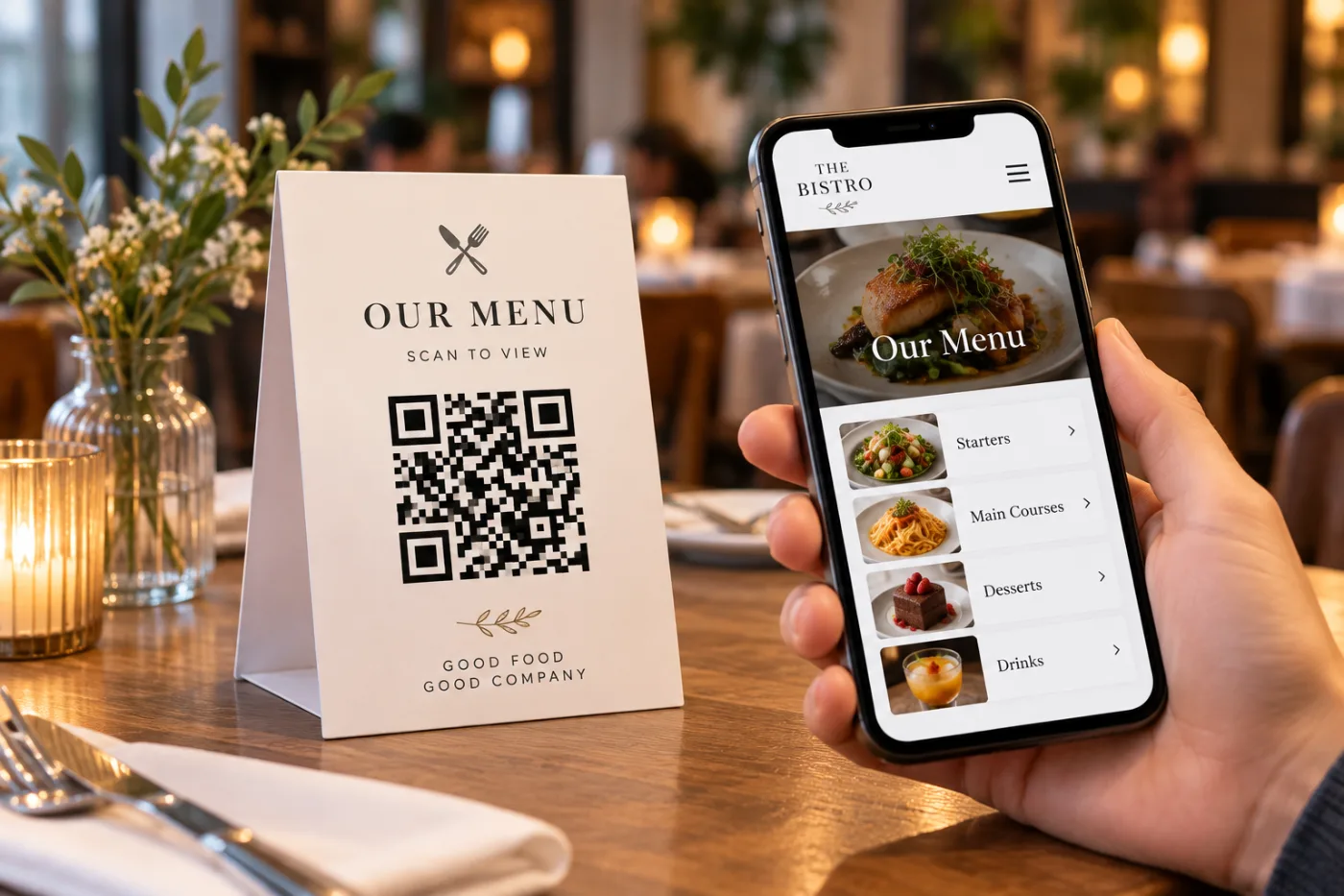 Make a QR Code for a Restaurant Menu (Free): before and after