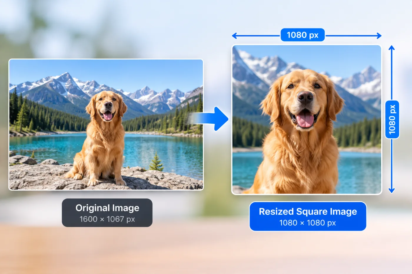 How to Resize an Image to 1080×1080 (Free, Exact Pixels): before and after