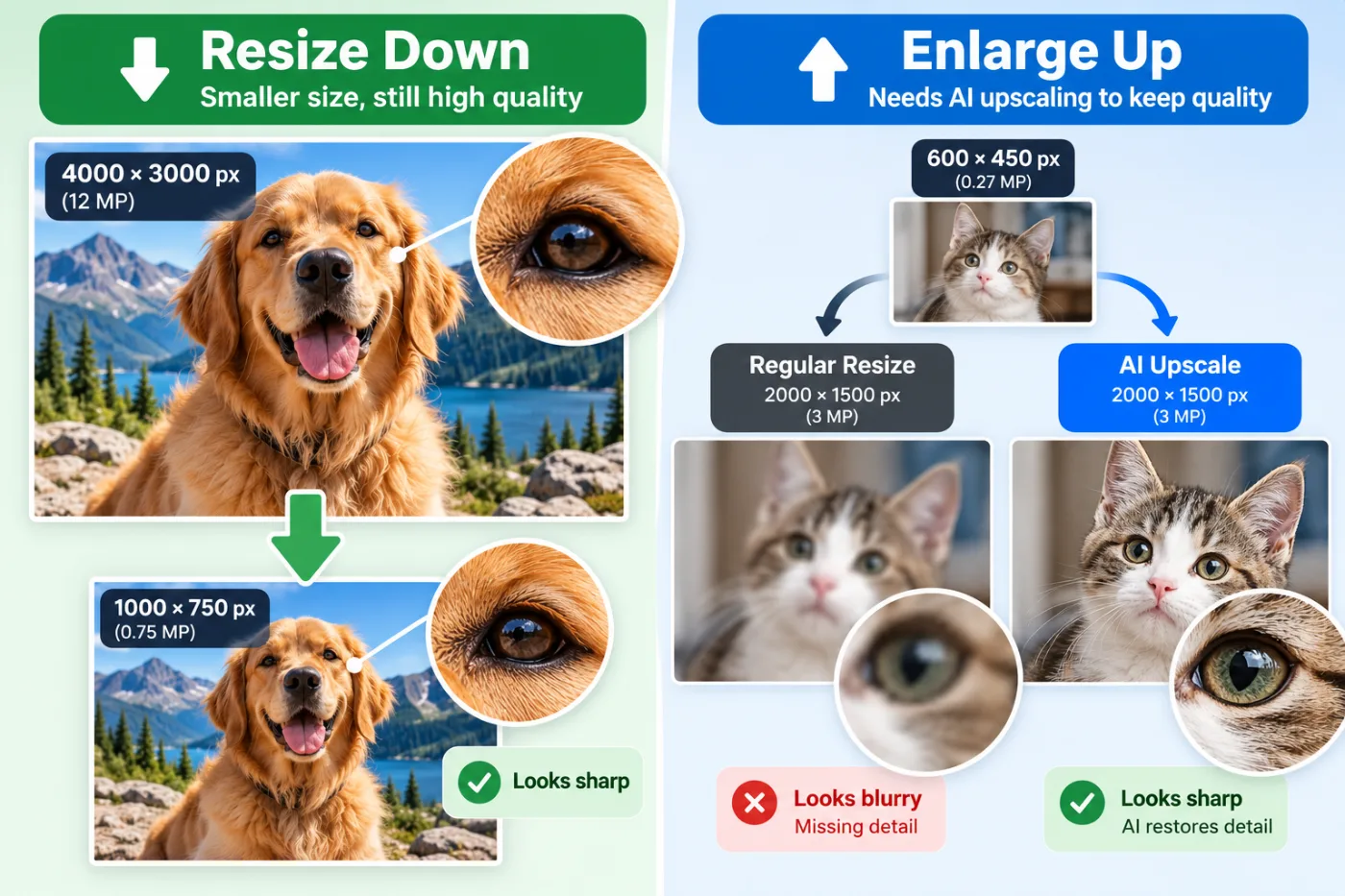 How to Resize an Image Without Losing Quality (Free): before and after
