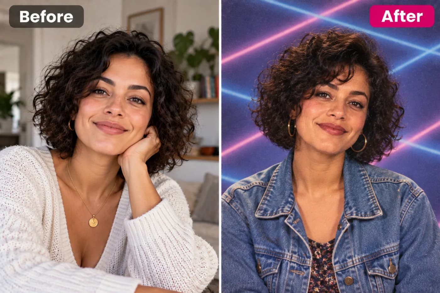 Give a Selfie the 90s Yearbook Look: before and after