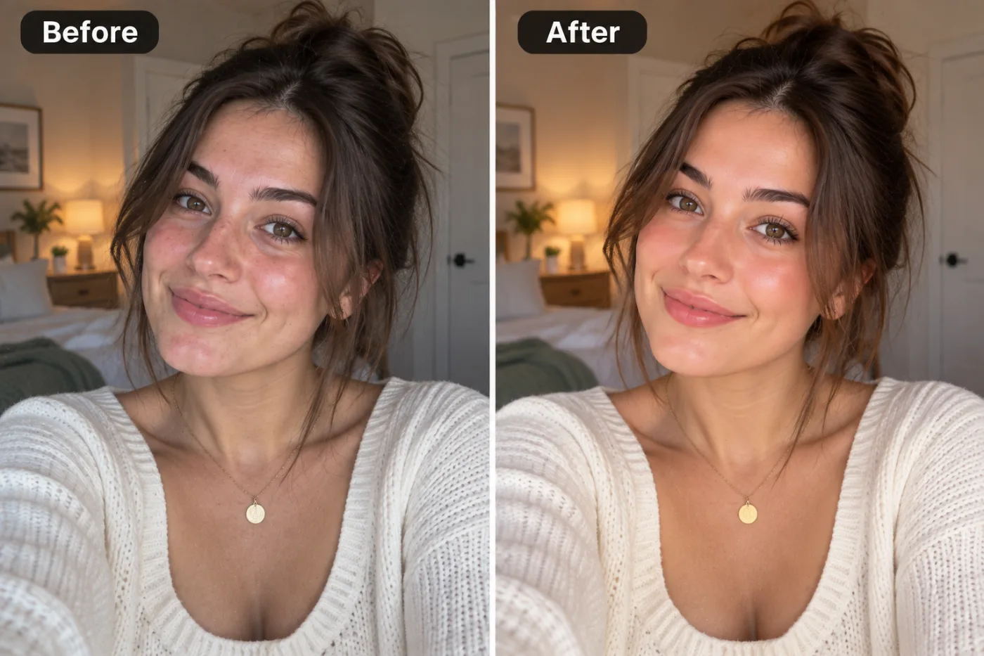 AI Glow Up Filter: Transform Any Photo with One Click: before and after