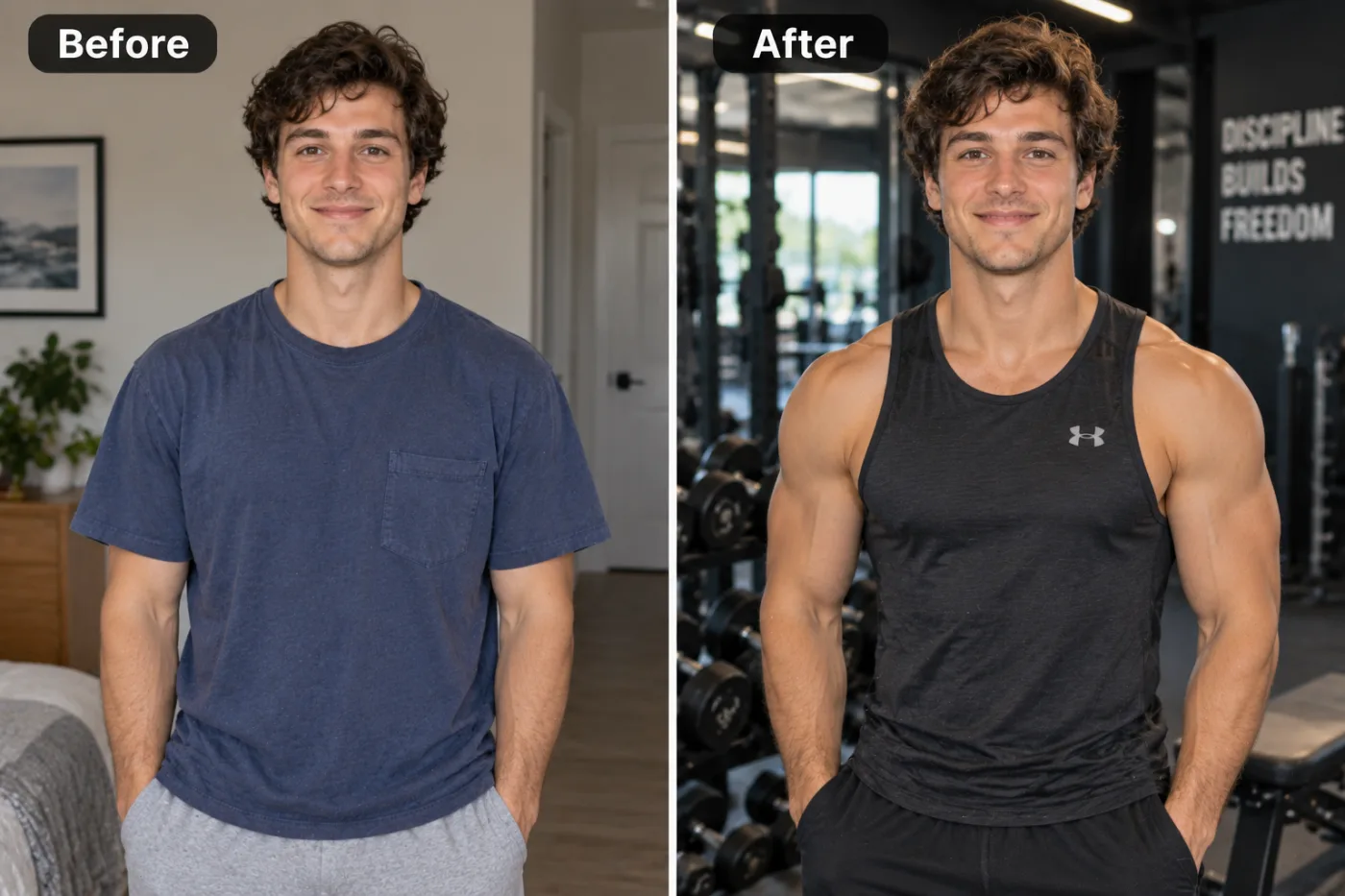 Preview a Fitness Transformation with AI: before and after
