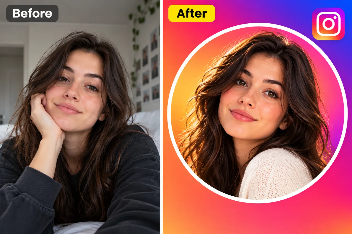 How to Crop a Photo for Instagram (Free, Every Size): before and after