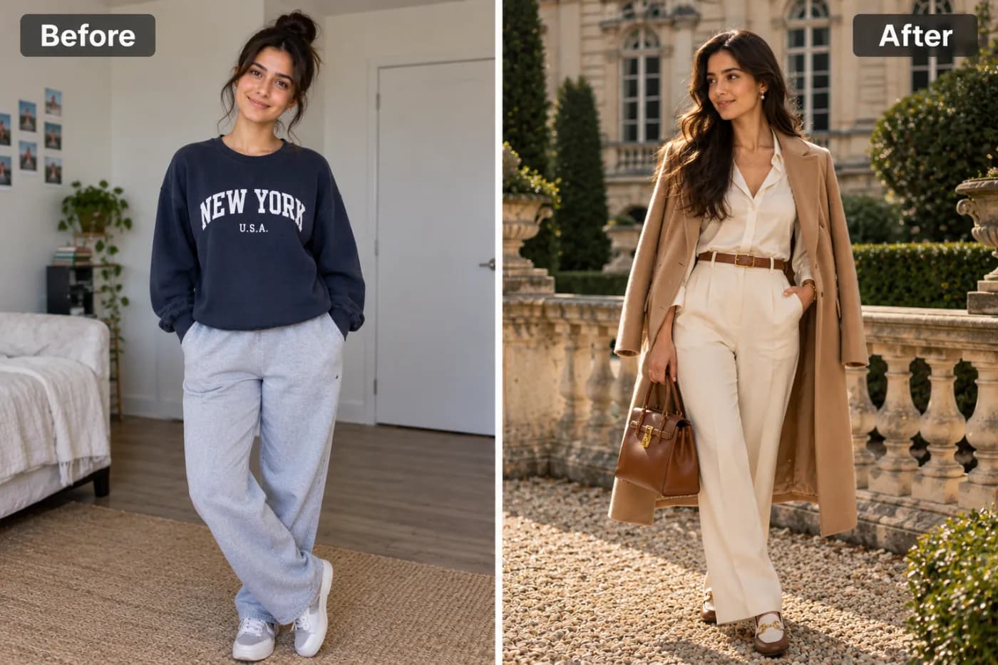Give a Photo the Quiet-Luxury Old Money Look: before and after