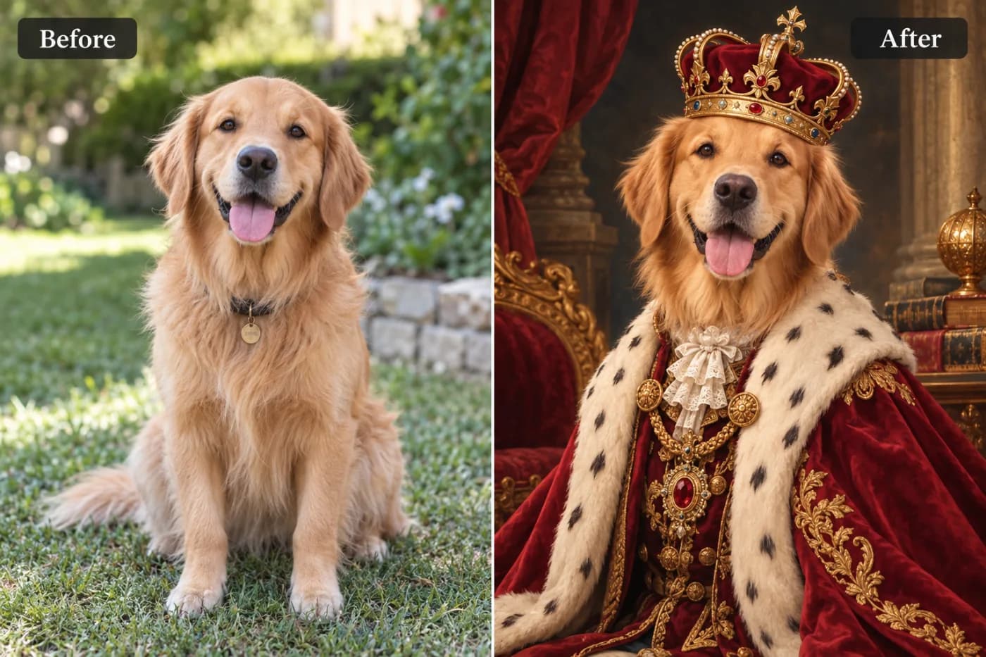 Turn Your Pet's Photo into Art with AI: before and after