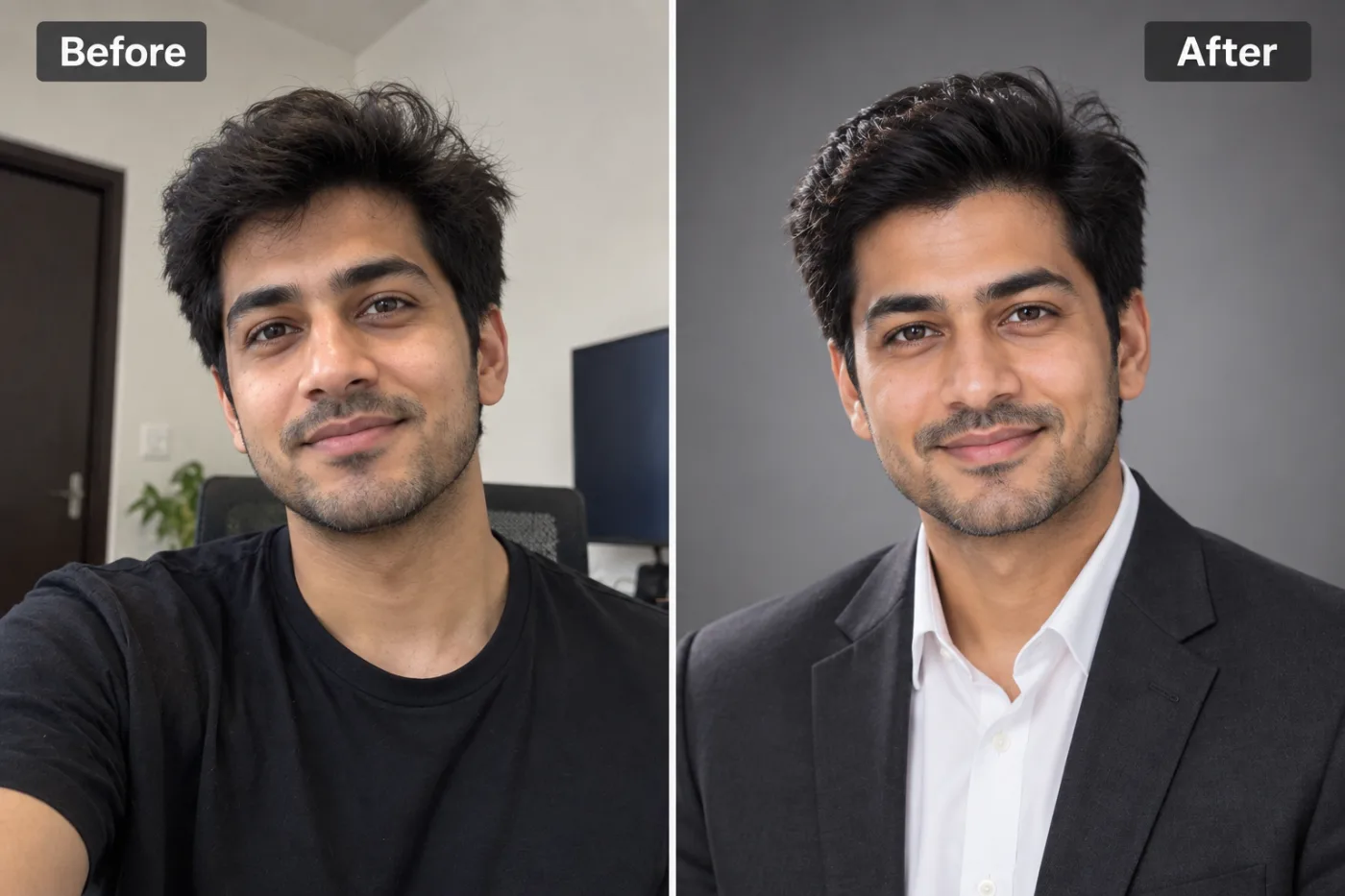 How to Remove Background from Portrait Photos (People and Headshots): before and after